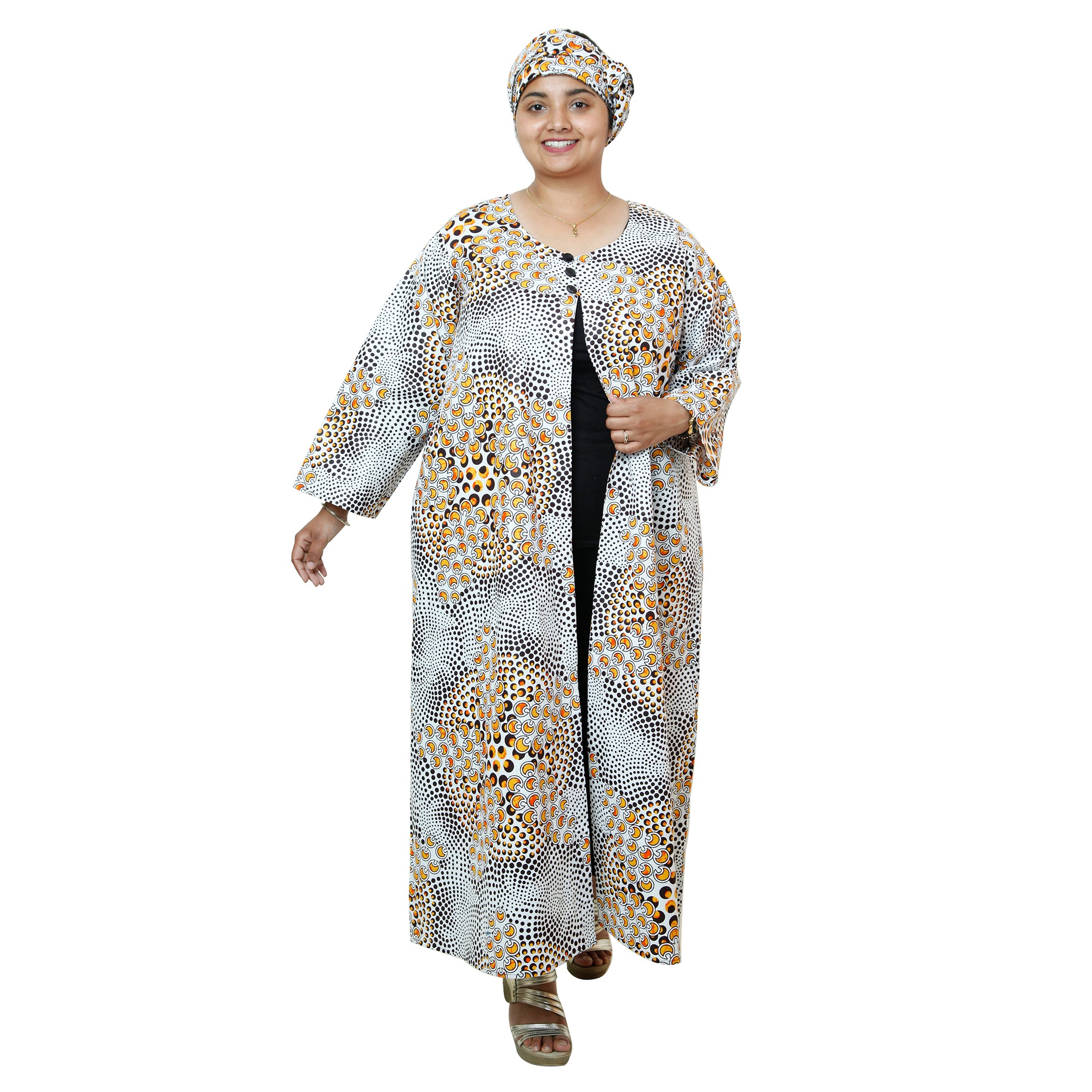 Women's Printed Duster Maxi Jacket -- FI-P50023