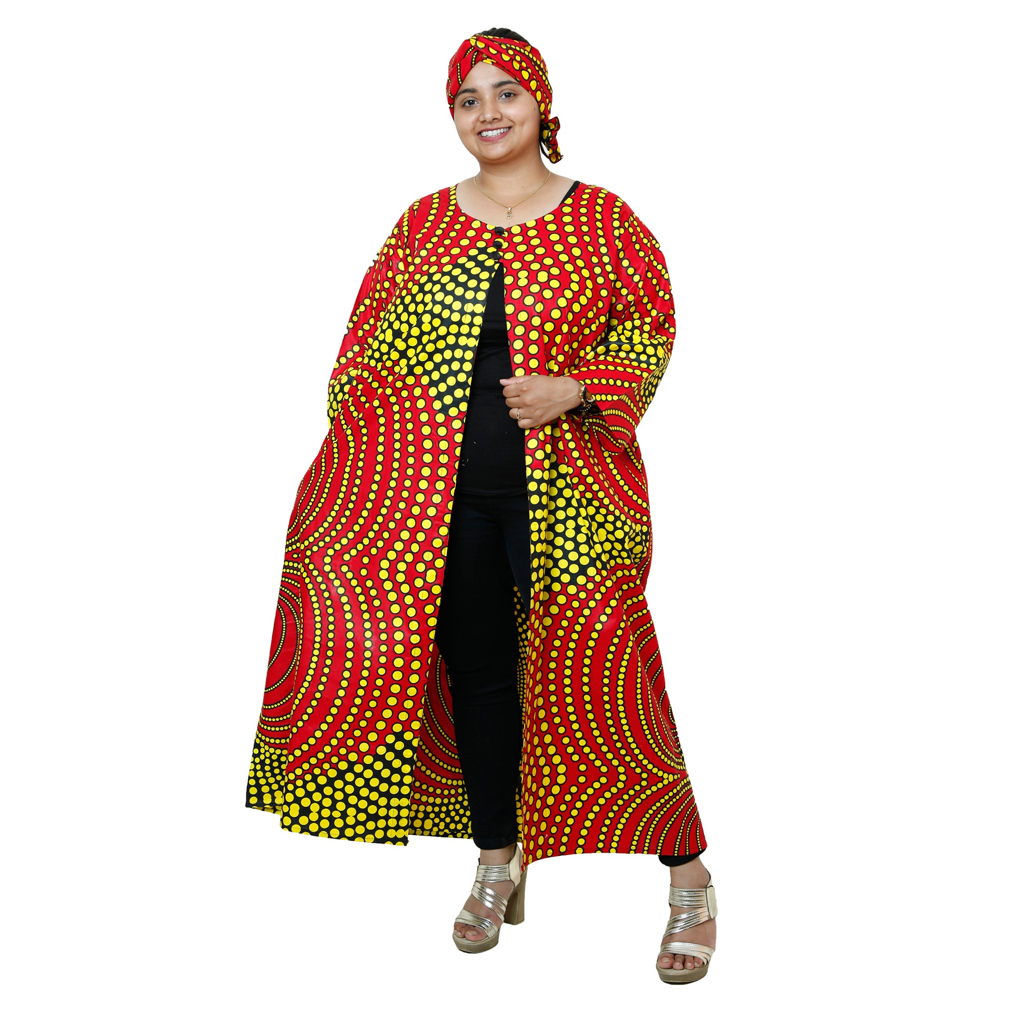 Women's Printed Duster Maxi Jacket -- FI-P50023