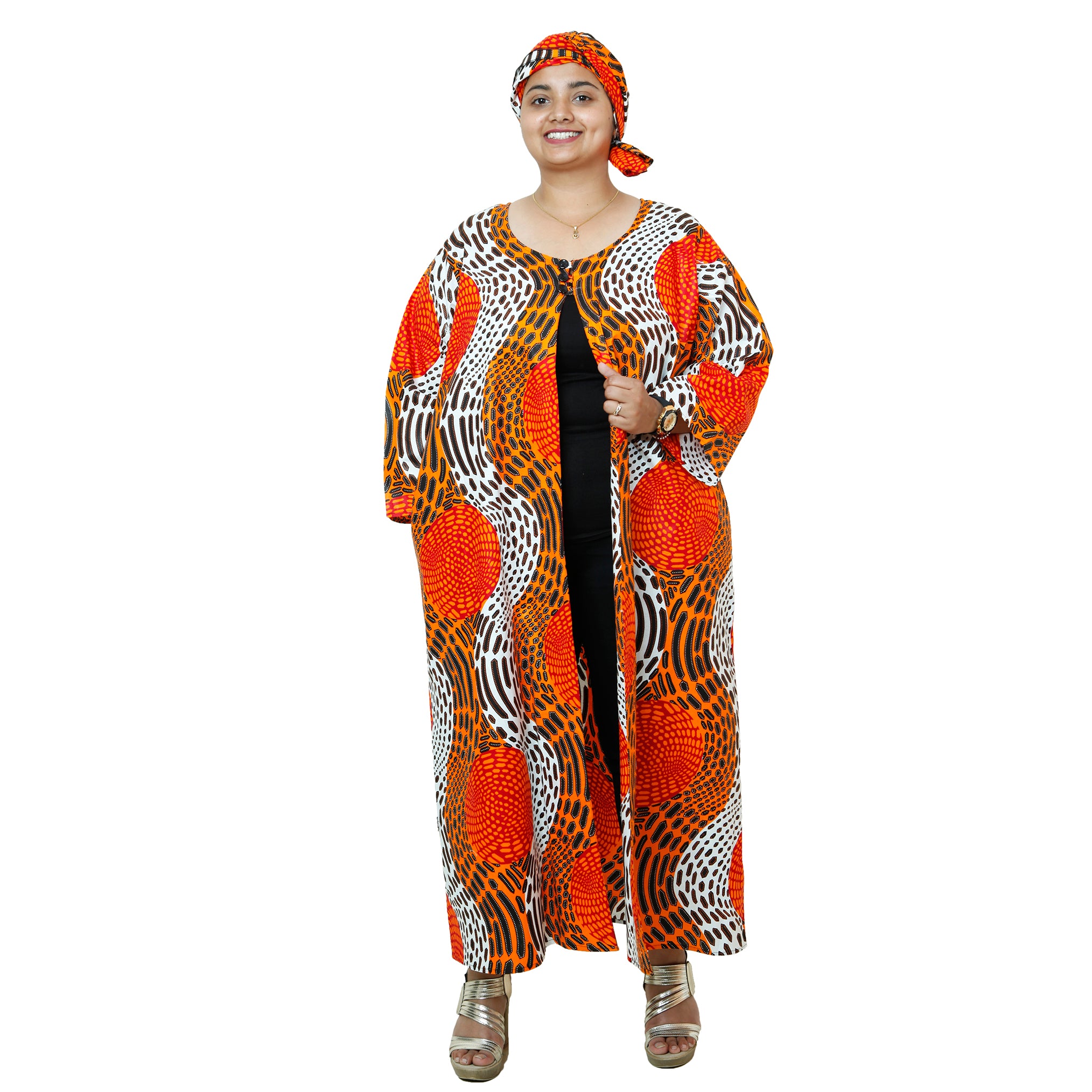 Women's Printed Duster Maxi Jacket -- FI-P50023