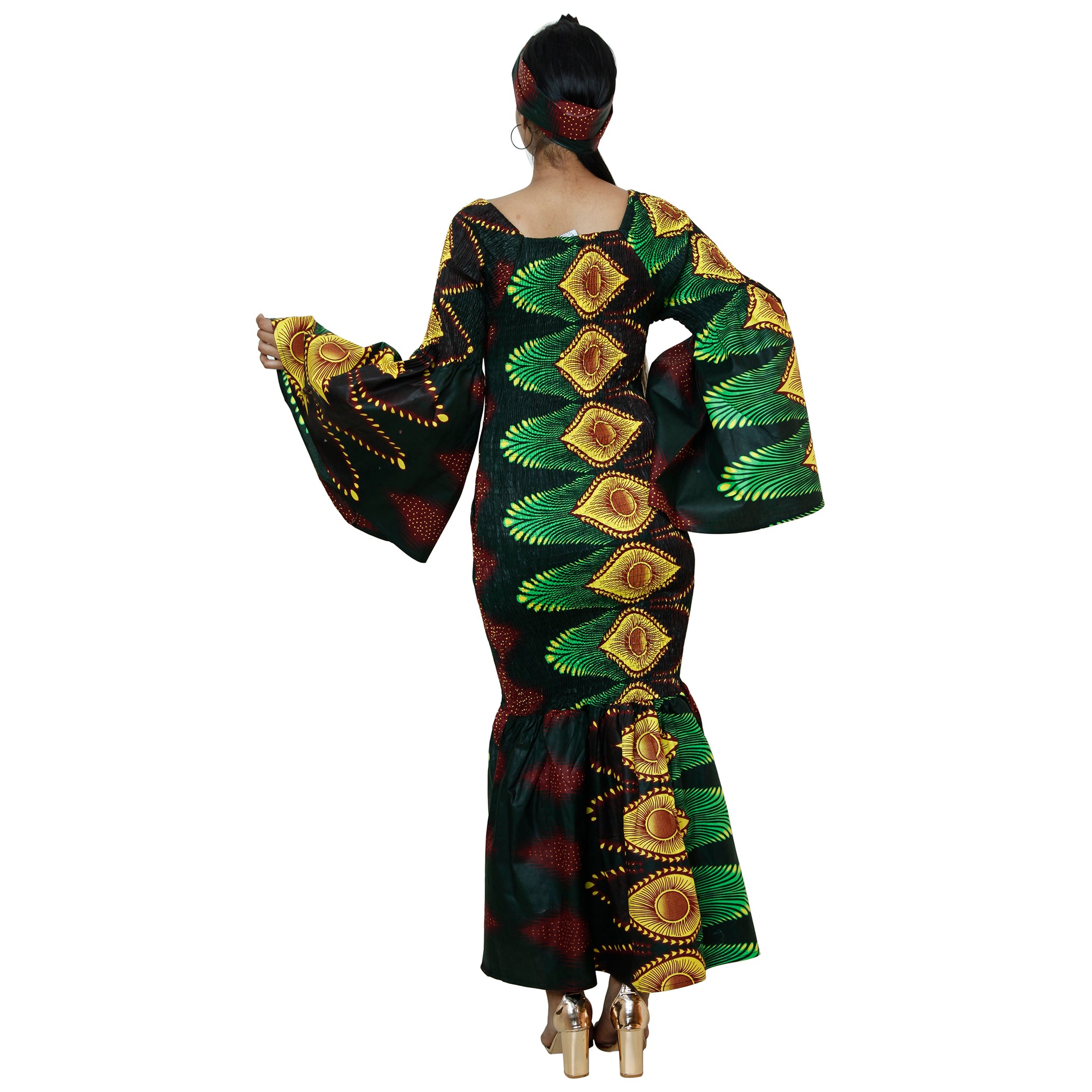 fishtail maxi dress with sleeves Solid Color Velvet Long Sleeve V-neck Slim Fit Fishtail Maxi Dress roschic