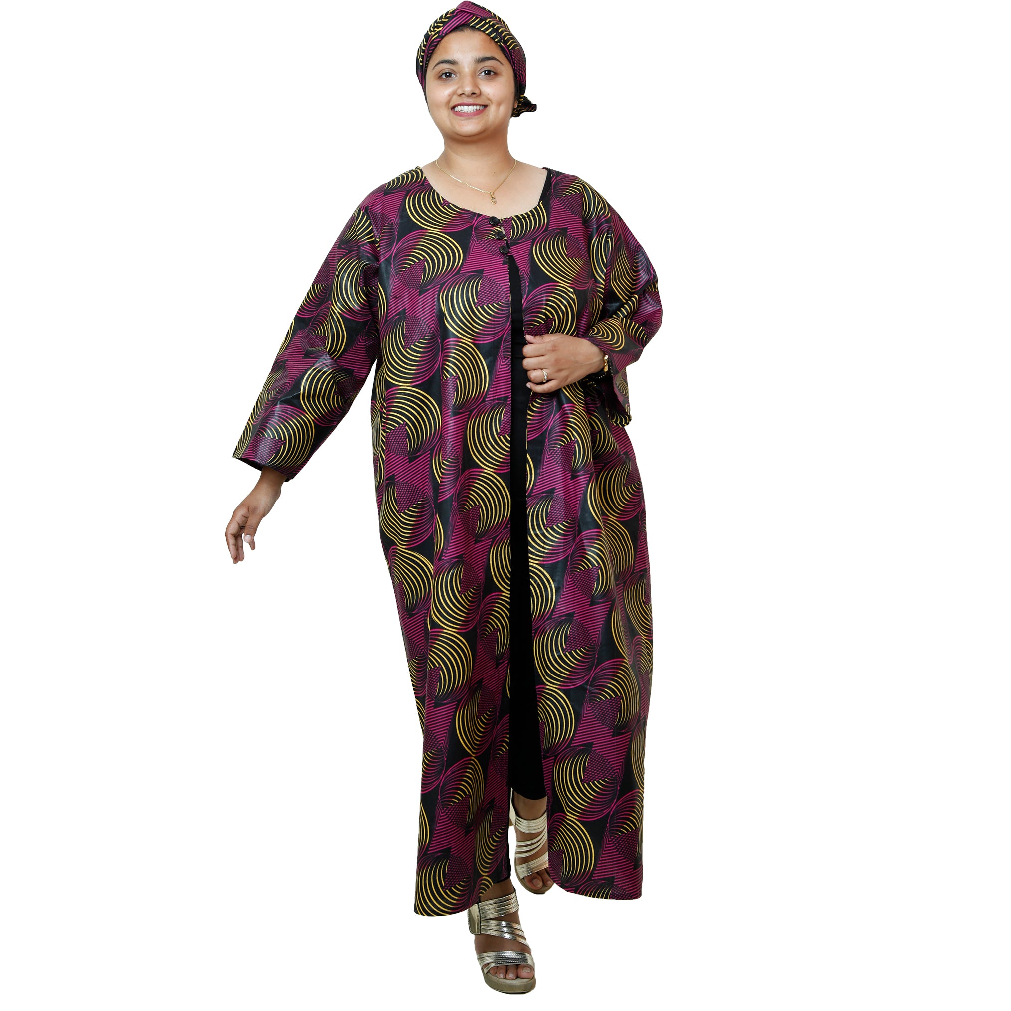 Women's Printed Duster Maxi Jacket -- FI-P50023