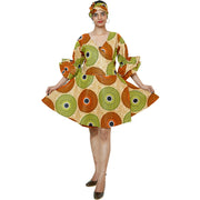 Women's Ruffle Sleeve Short Wrap Dress with Headwrap -- FI-73P