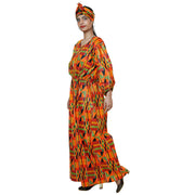 Women's Printed Bubble Sleeve Jumpsuit - FI-5101