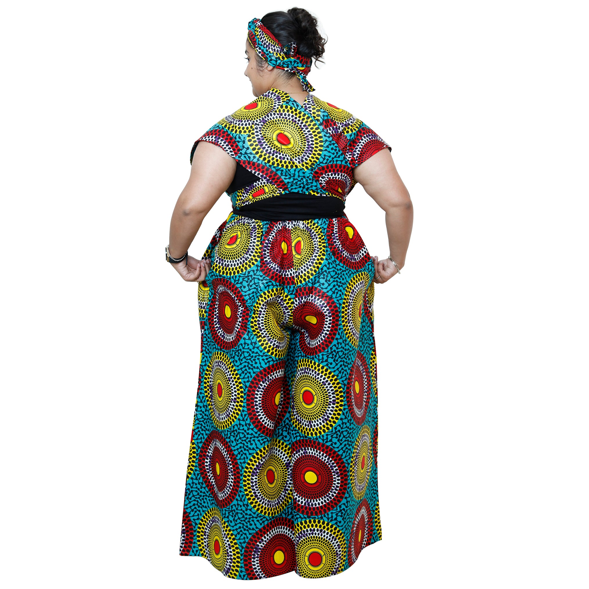 Printed Wide Leg Pants with Wrap Tie FI-67