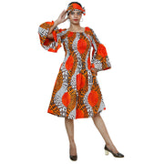 Women's Long Sleeve Smocking Short Dress -- FI-P50073