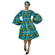 Women's Long Sleeve Smocking Short Dress -- FI-P50073