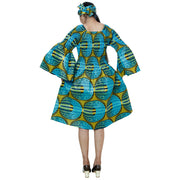 Women's Long Sleeve Smocking Short Dress -- FI-P50073