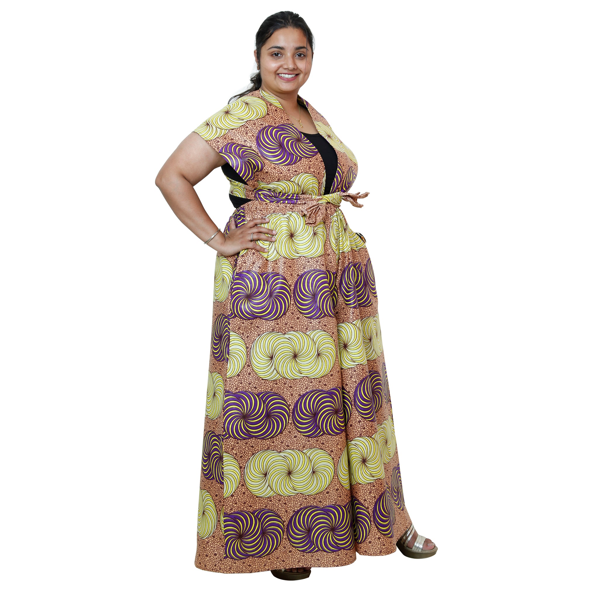 Printed Wide Leg Pants with Wrap Tie FI-67