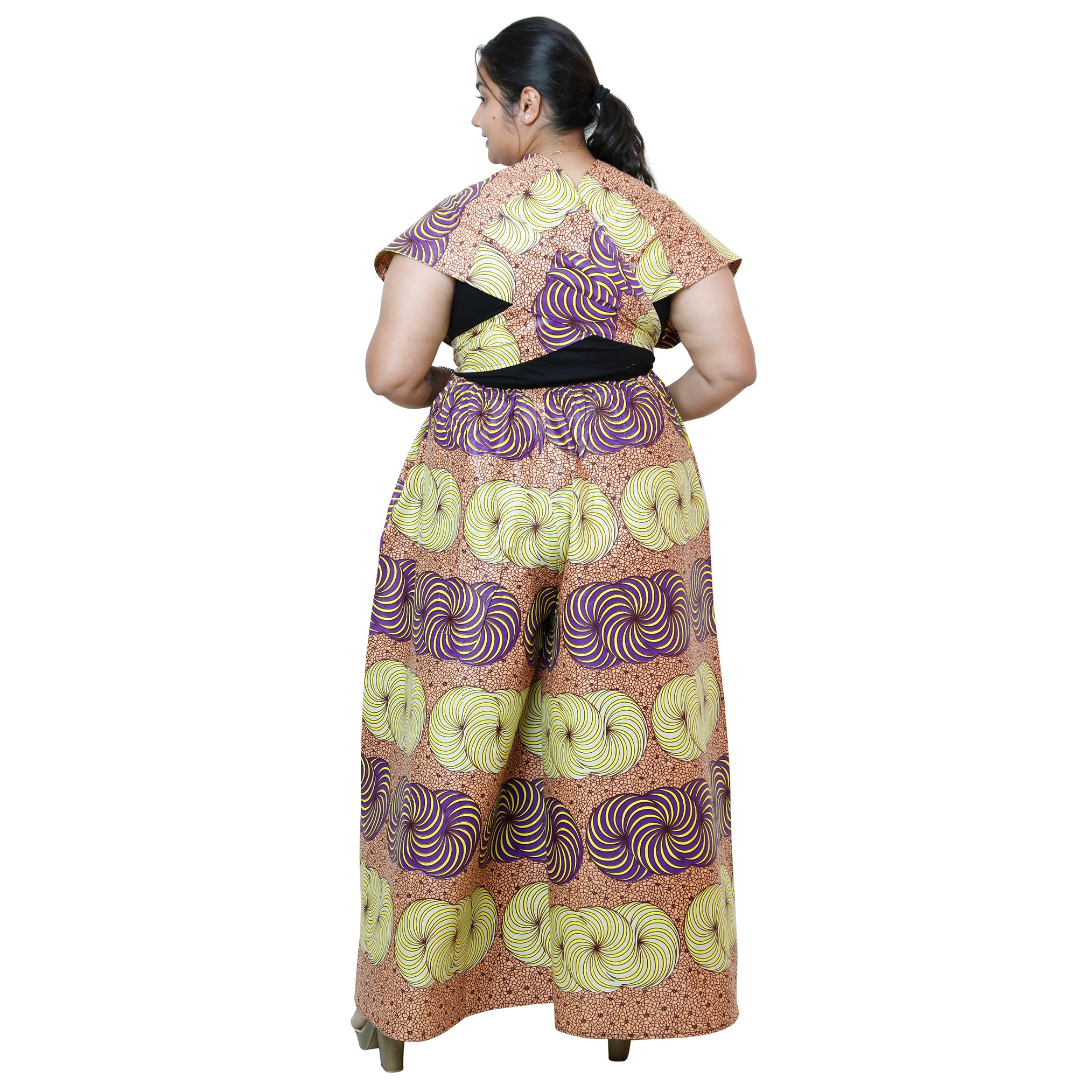 Printed Wide Leg Pants with Wrap Tie FI-67