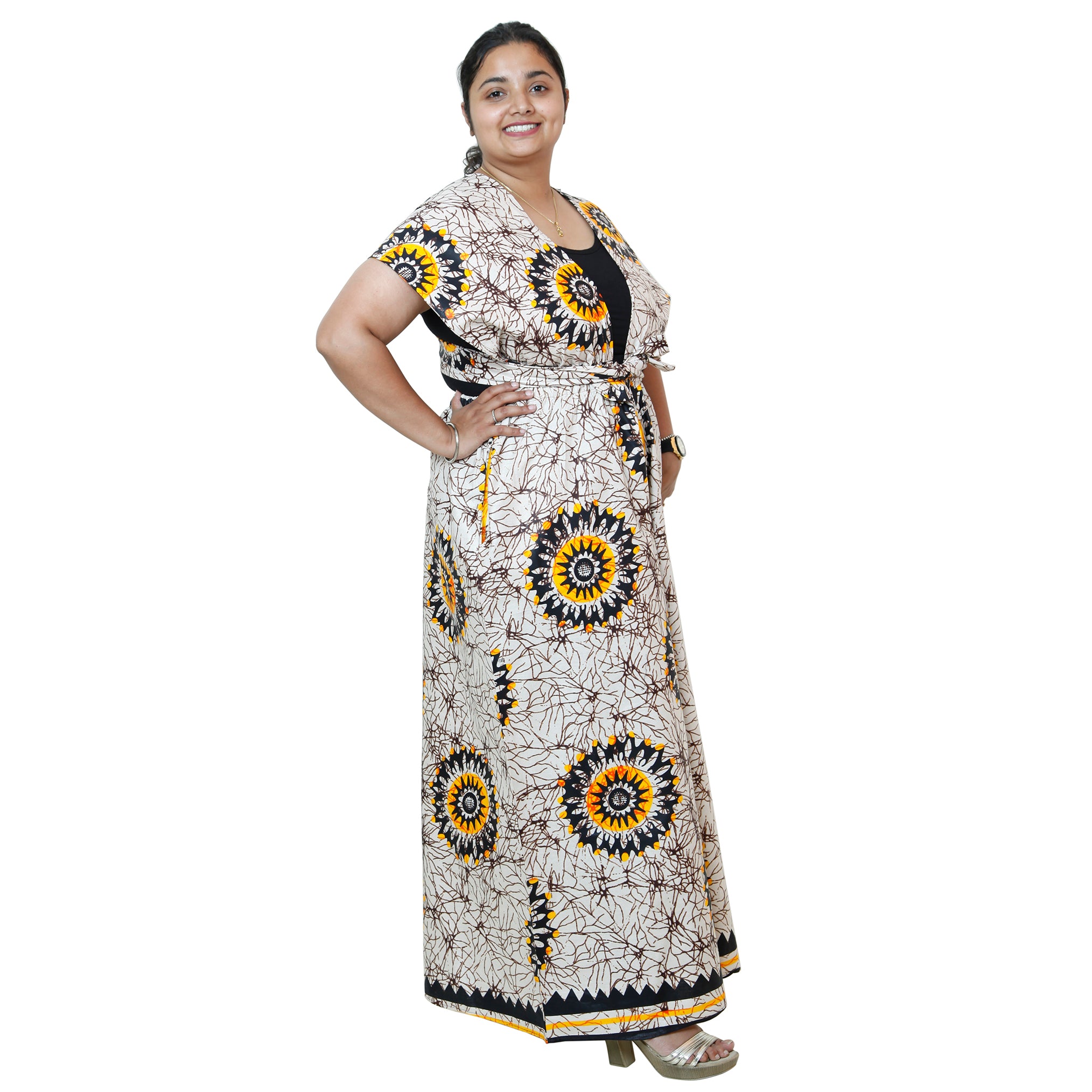 Printed Wide Leg Pants with Wrap Tie FI-67