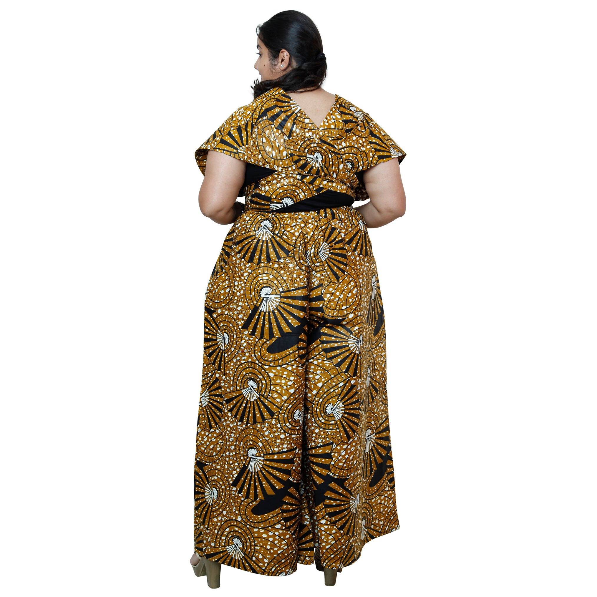 Printed Wide Leg Pants with Wrap Tie FI-67