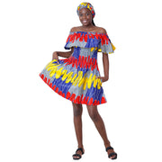 Women's Off Shoulder Smocking Mini Dress -- FI-3014