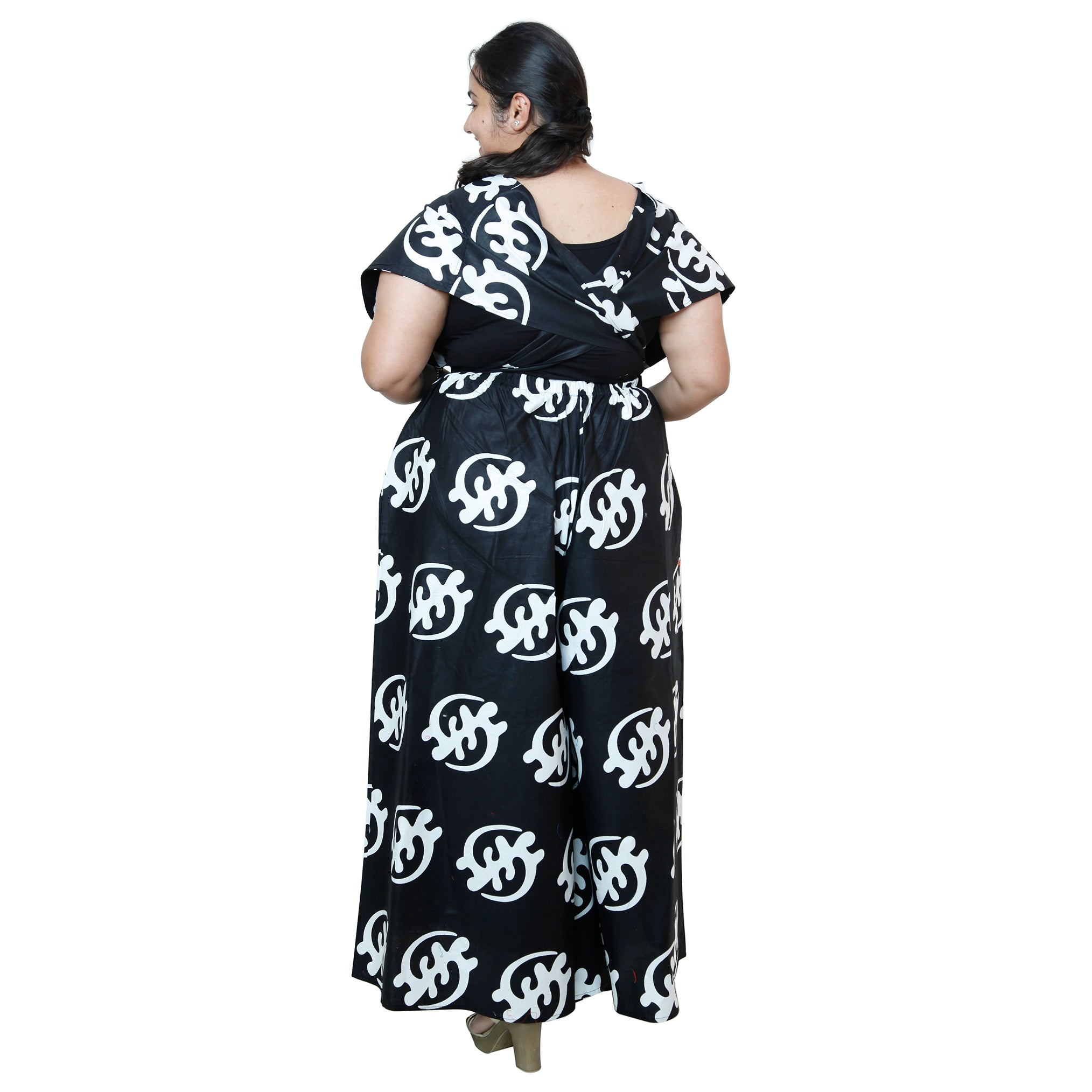 Printed Wide Leg Pants with Wrap Tie FI-67