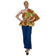 Women's One Shoulder Peplum Blouse with Matching Headwrap -- FI-2065