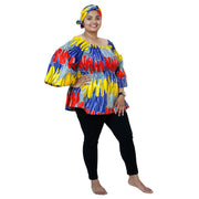 Women's Printed Off Shoulder Peplum Tunic with Smocking - FI-2039