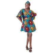 Women's Short Sleeve Mini Wrap Dress -- FI-3099
