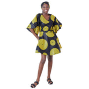 Women's Short Sleeve Mini Wrap Dress -- FI-3099