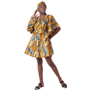 Women's Short Sleeve Mini Wrap Dress -- FI-3099