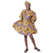 Women's Short Sleeve Mini Wrap Dress -- FI-3099