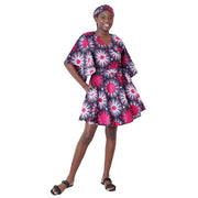 Women's Short Sleeve Mini Wrap Dress -- FI-3099