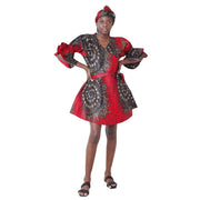 Women's Ruffle Sleeve Short Wrap Dress with Headwrap -- FI-73P