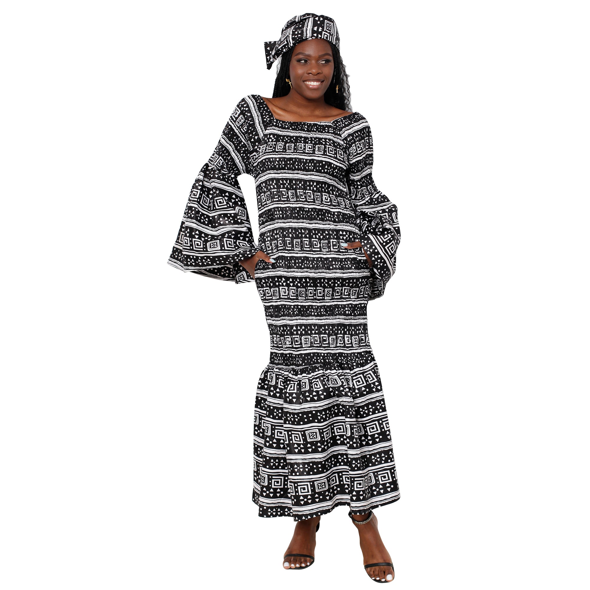 Women's Off Shoulder Smocking Mermaid Maxi -- FI-50075