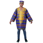 Men's African Print Super Plus Size Shirt with Hat -- FI-P15