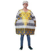Men's African Print Super Plus Size Shirt with Hat -- FI-P15