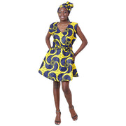Women's African Print Sleeveless Mini Wrap Dress -- FI-3051