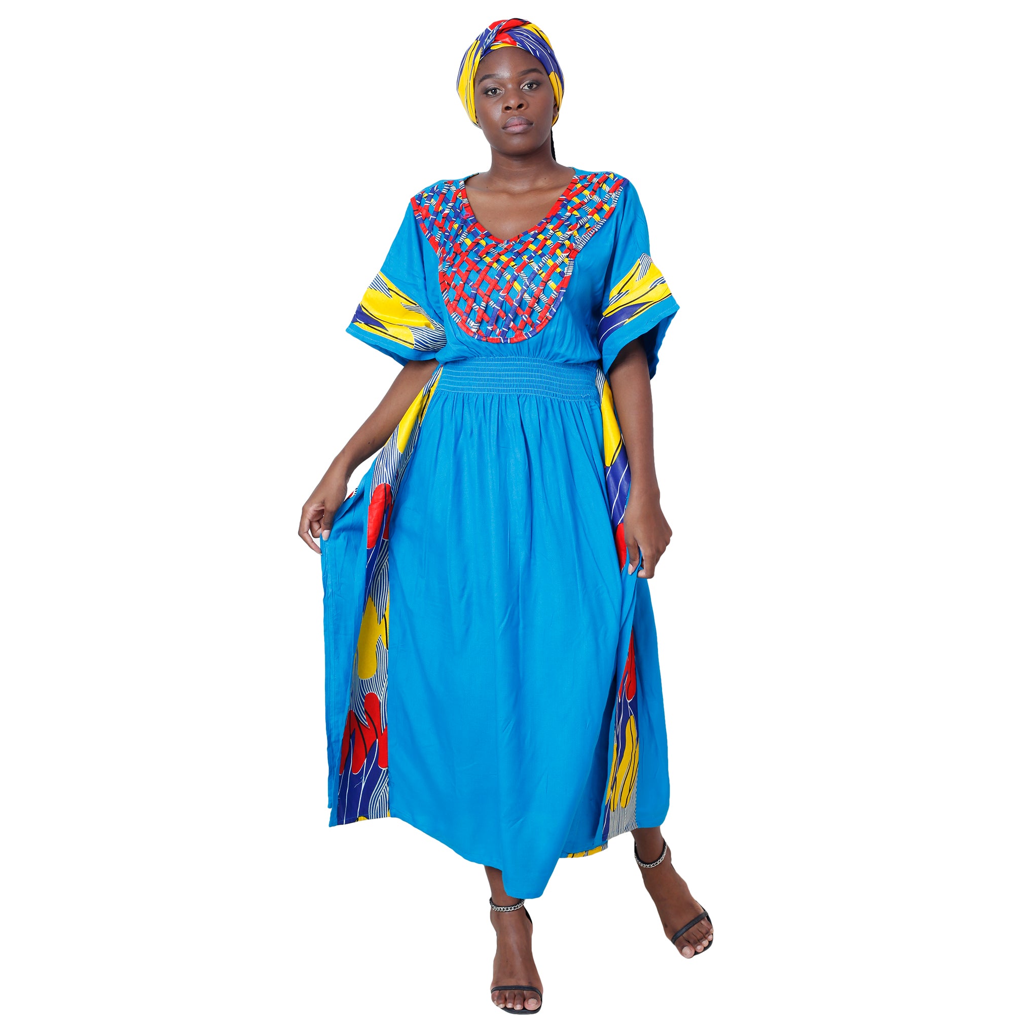 Women's Short Sleeve Embroidered Kaftan -- FI-7001