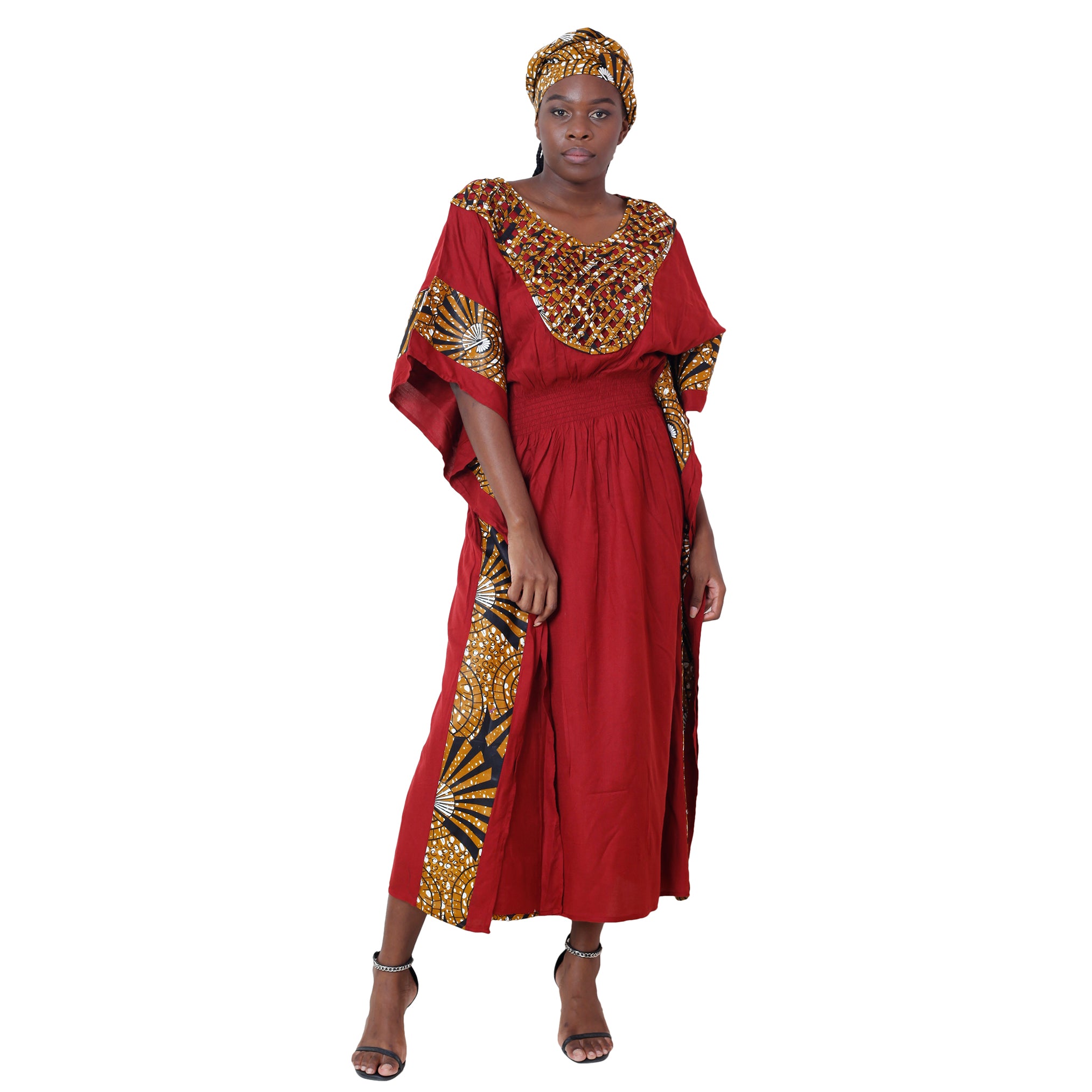 Women's Short Sleeve Embroidered Kaftan -- FI-7001