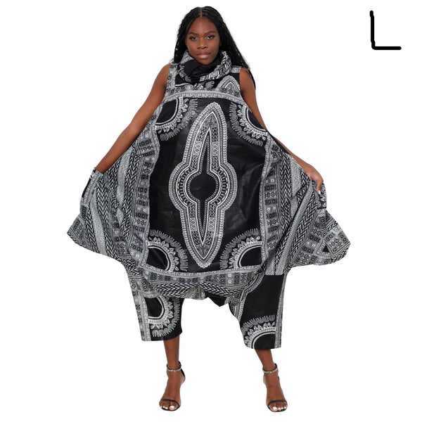 Women's Dashiki Collared Tunic Pant Set