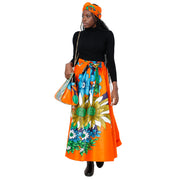 Women's Flower Print Skirt Set with Handbag -- FI-32 Flower Print