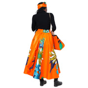 Women's Flower Print Skirt Set with Handbag -- FI-32 Flower Print