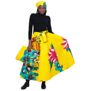 Women's Flower Print Skirt Set with Handbag -- FI-32 Flower Print