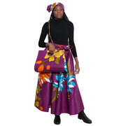 Women's Flower Print Skirt Set with Handbag -- FI-32 Flower Print