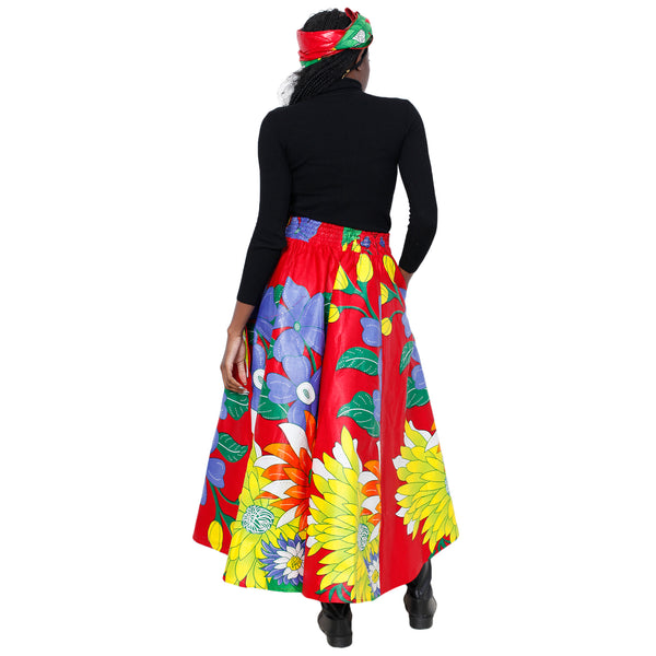 Women's Flower Print Skirt Set with Handbag -- FI-32 Flower Print