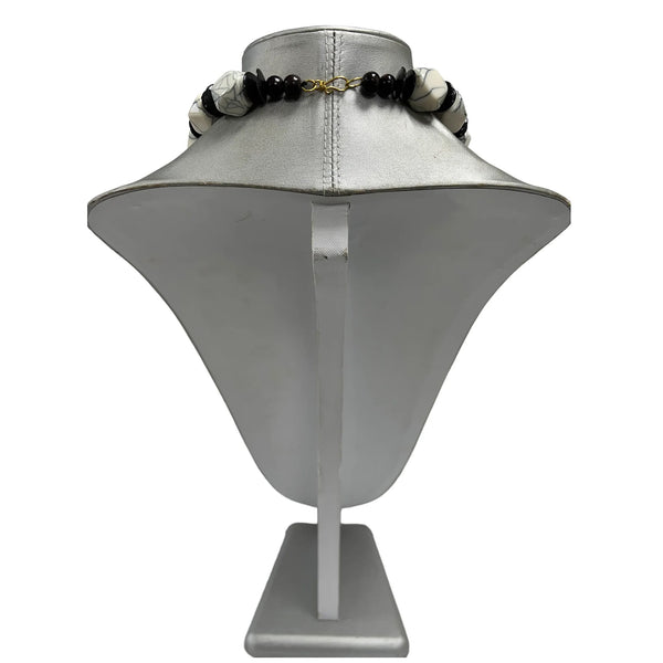 Women's Marble Beaded Face Pendant Necklace Set