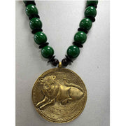 Women's Rasta Beaded Lion Pendant Necklace Set