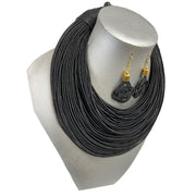 Women's Solid Multiple Layer Necklace and Earring Set