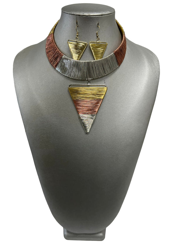 Women's Choker Necklace Set with Cuff Back