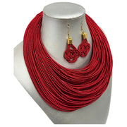 Women's Solid Multiple Layer Necklace and Earring Set