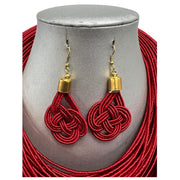 Women's Solid Multiple Layer Necklace and Earring Set