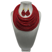 Women's Solid Multiple Layer Necklace and Earring Set