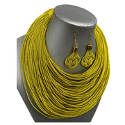 Women's Solid Multiple Layer Necklace and Earring Set