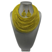 Women's Solid Multiple Layer Necklace and Earring Set