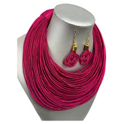 Women's Solid Multiple Layer Necklace and Earring Set