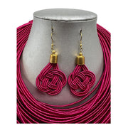 Women's Solid Multiple Layer Necklace and Earring Set