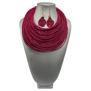 Women's Solid Multiple Layer Necklace and Earring Set