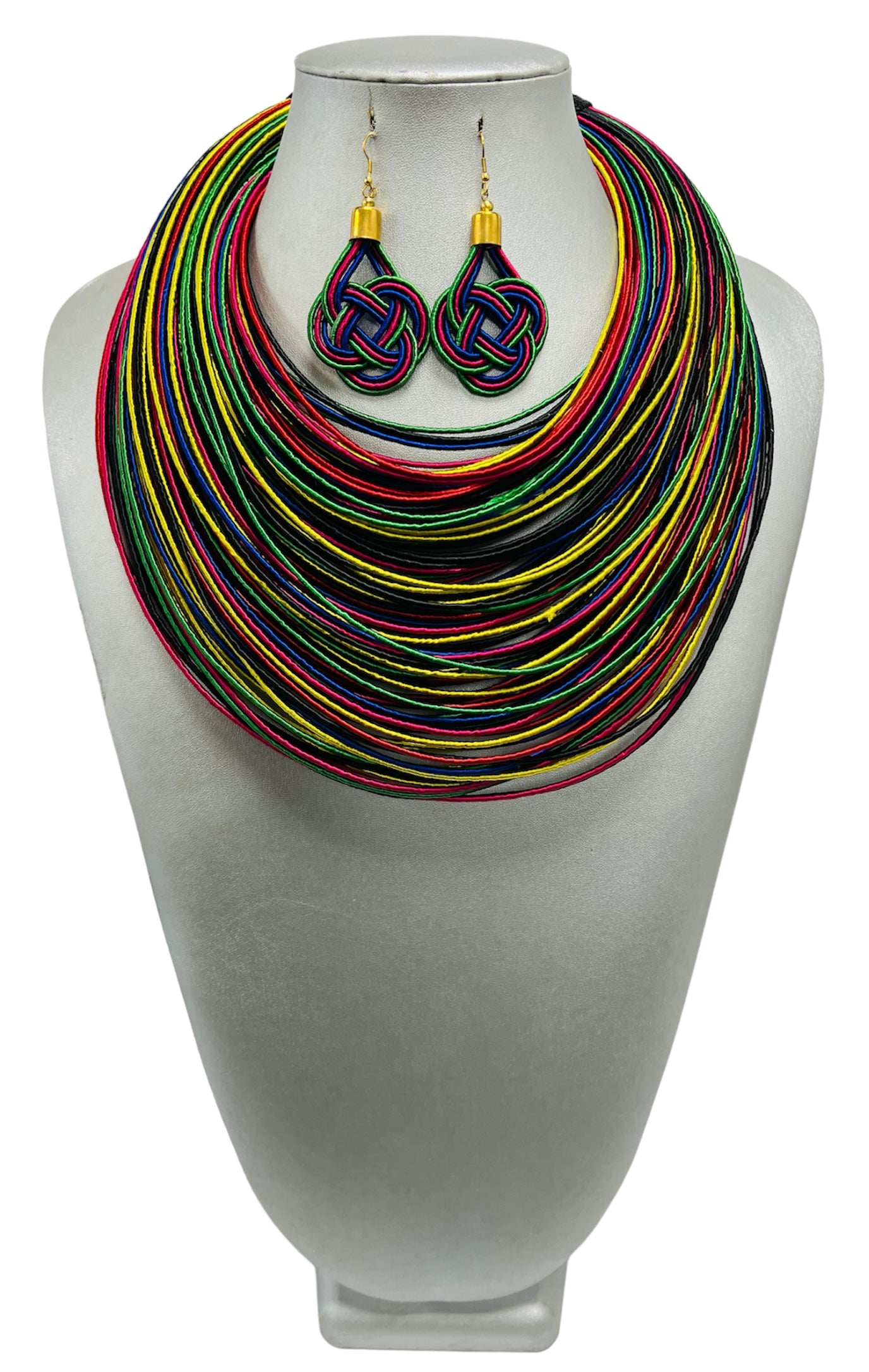 Women's Multicolor Multiple Layer Necklace and Earring Set